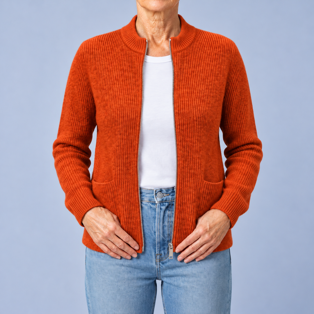 Zip-Up Cardigan with Pockets