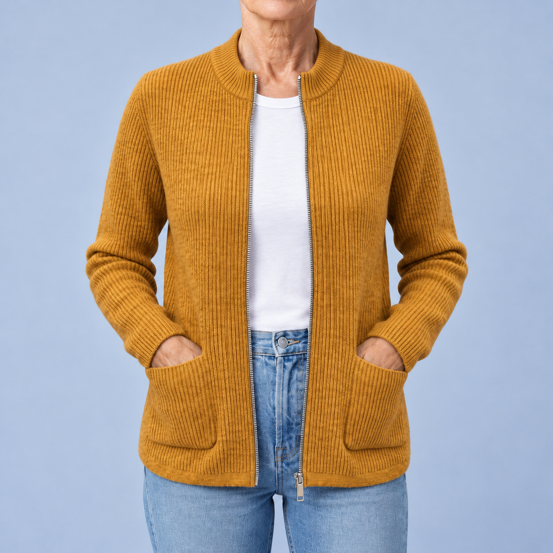 Zip-Up Cardigan with Pockets