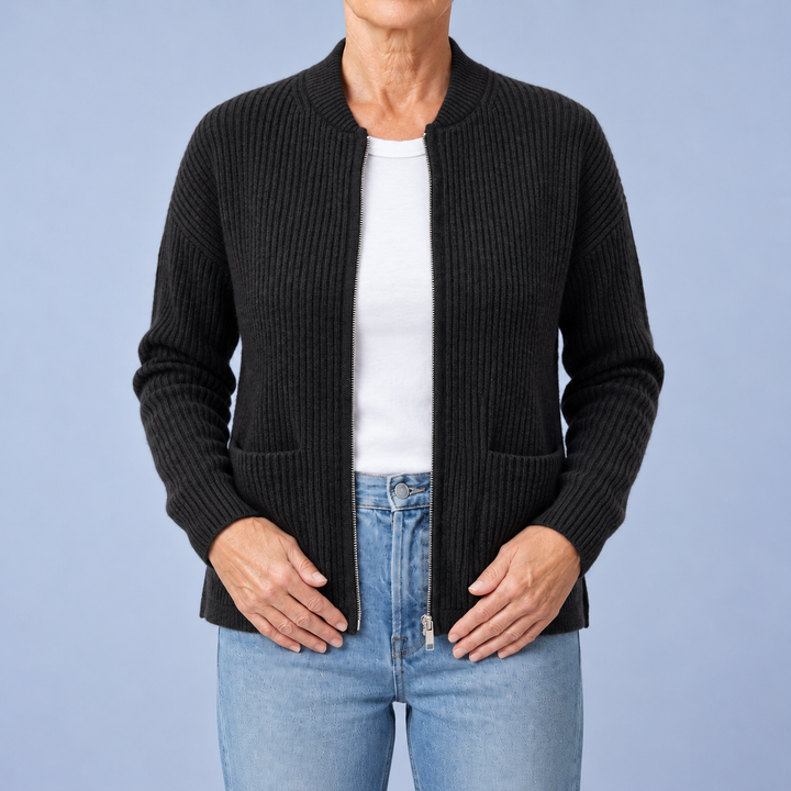 Zip-Up Cardigan with Pockets
