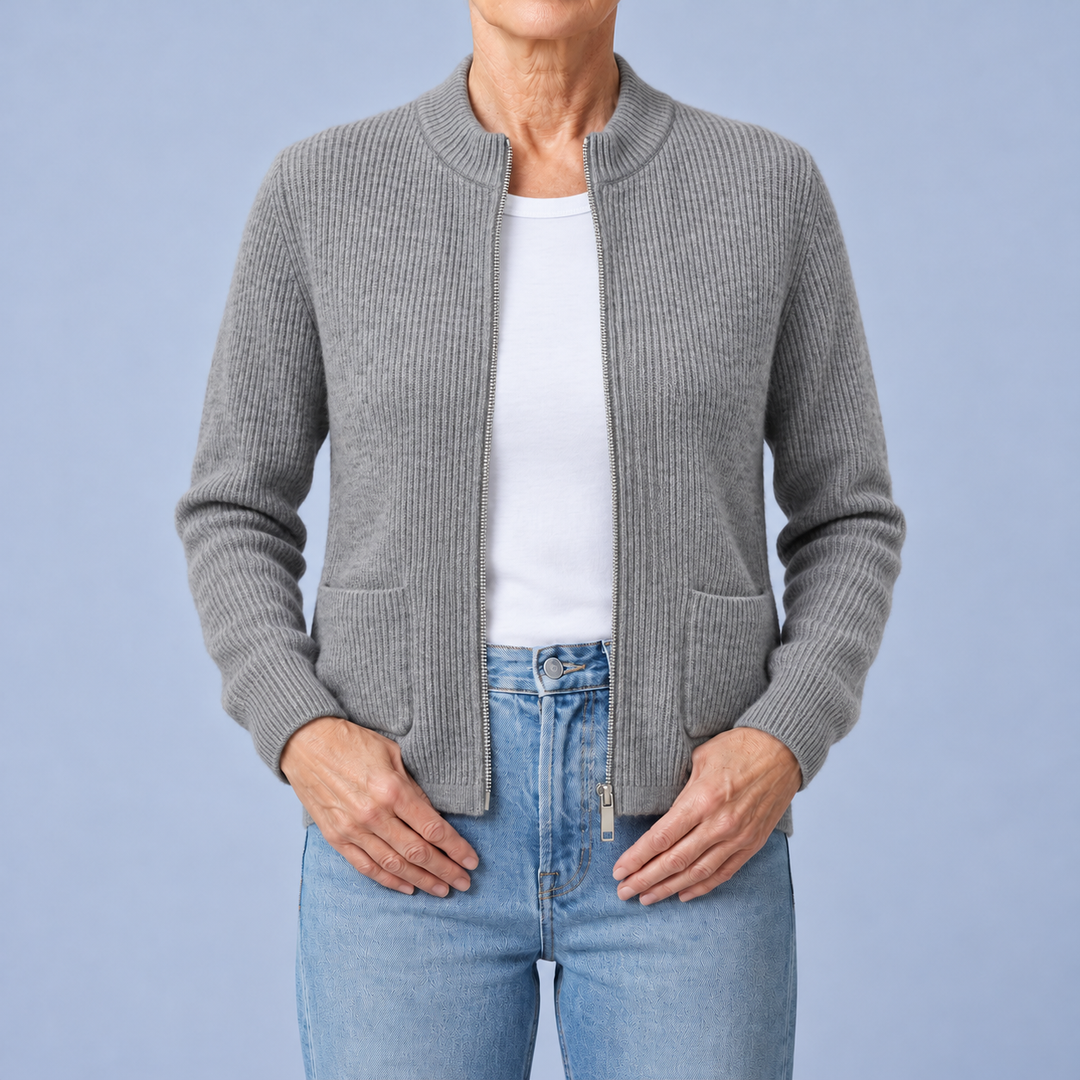 Zip-Up Cardigan with Pockets