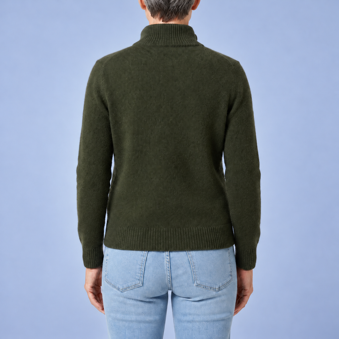 Merino Wool Blend Zip-Up Cardigan