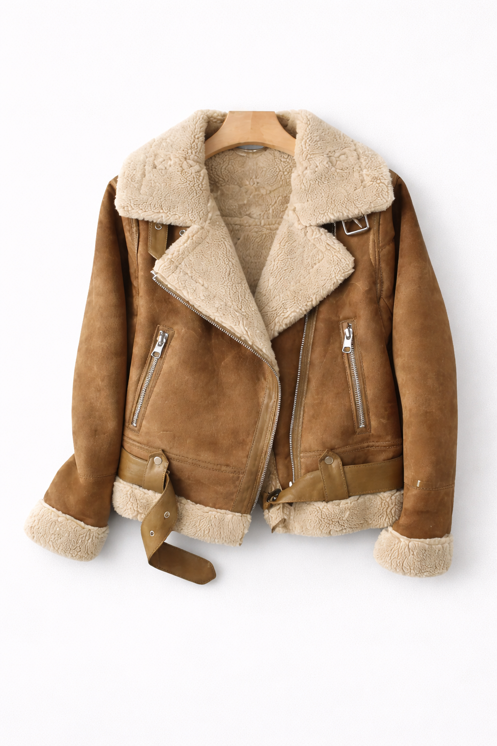 Shearling Suede Aviator Jacket