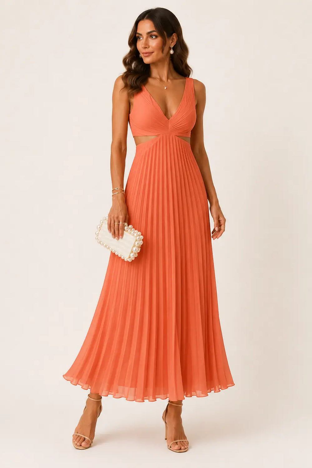 Elegant Pleated Maxi Dress Eilene