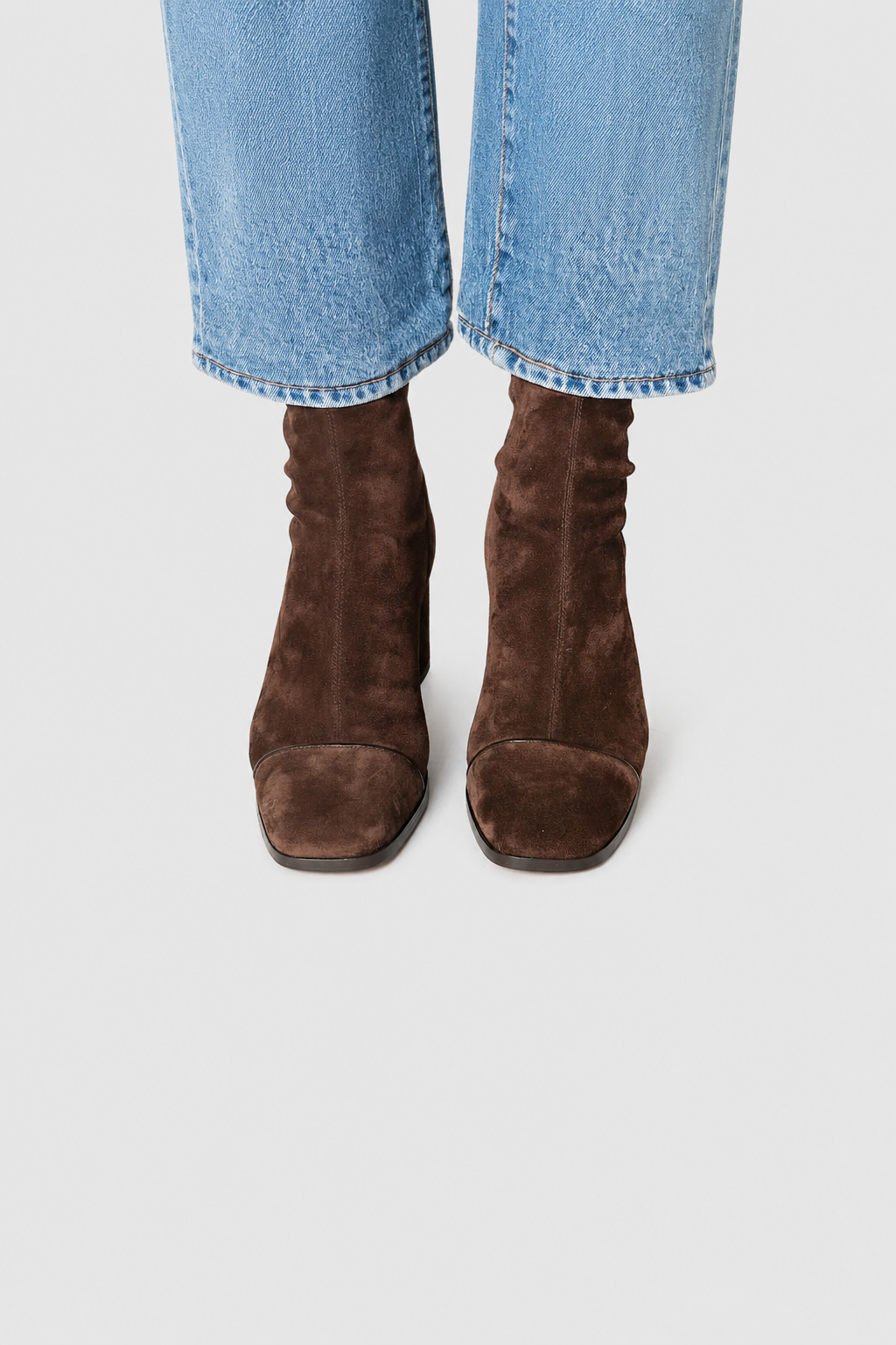 Square-Toe Suede Ankle Boots