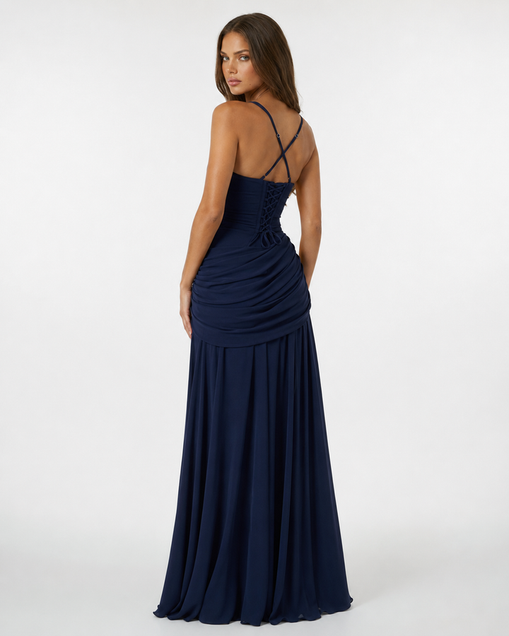 Ruched Square Neck Maxi Dress
