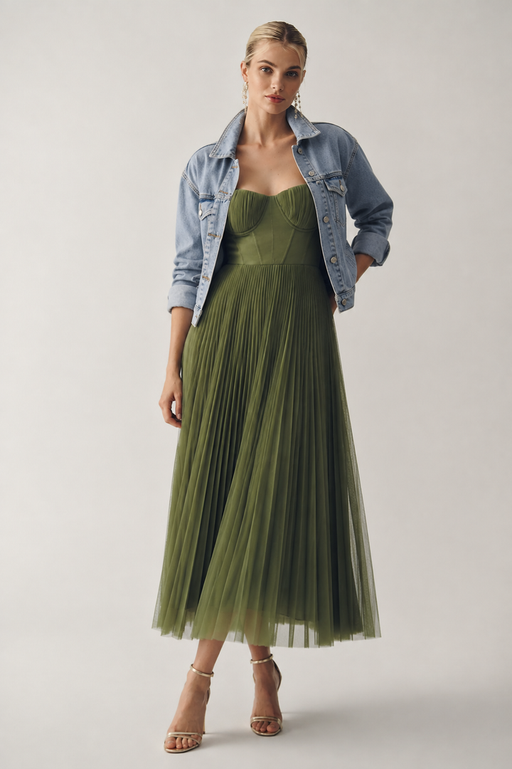 Structured Corset Midi Dress