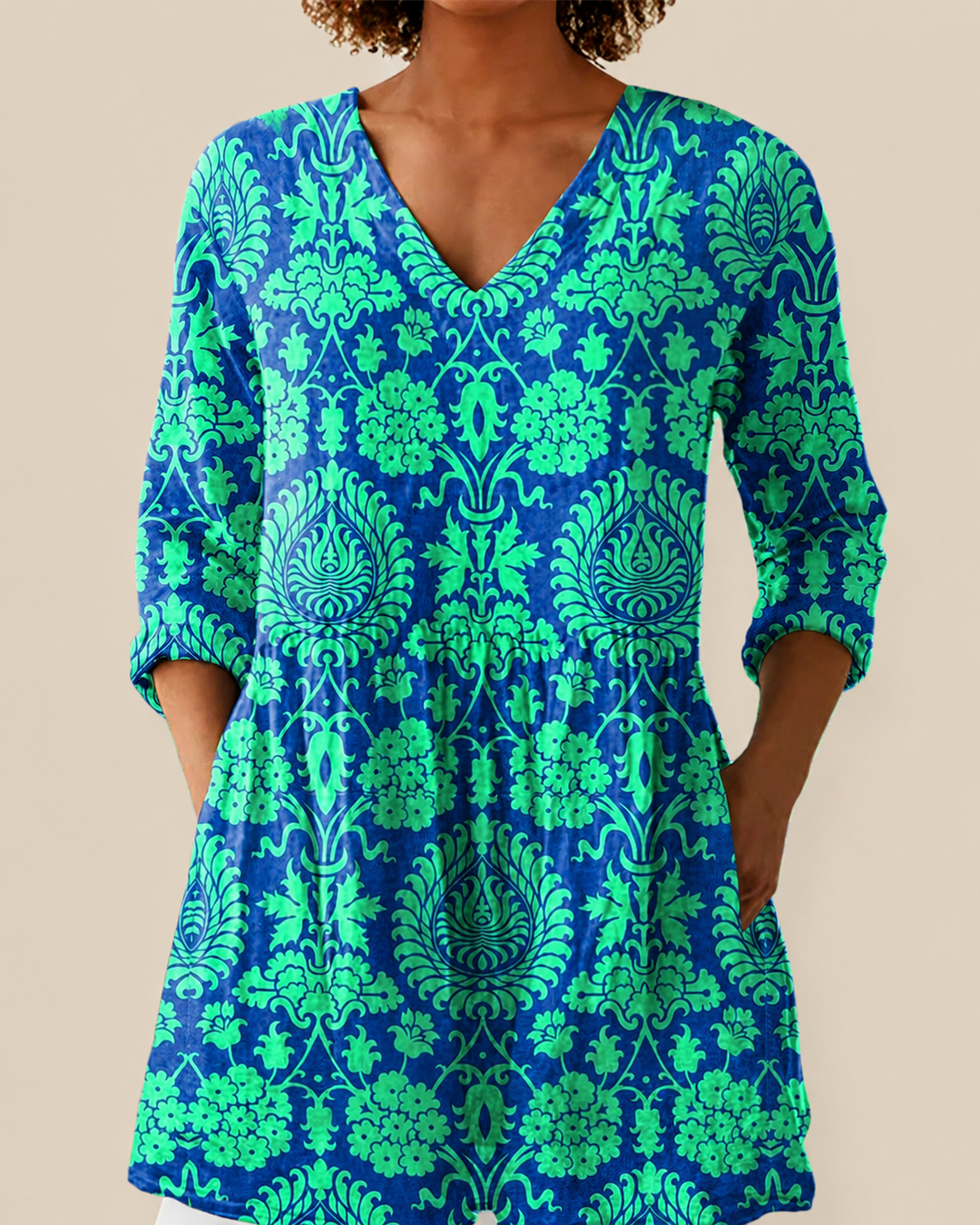 Long Blouse with Bold Pattern Sonia