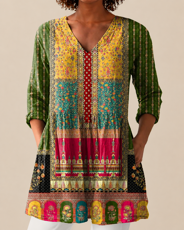 Long Blouse with Bold Pattern Yera