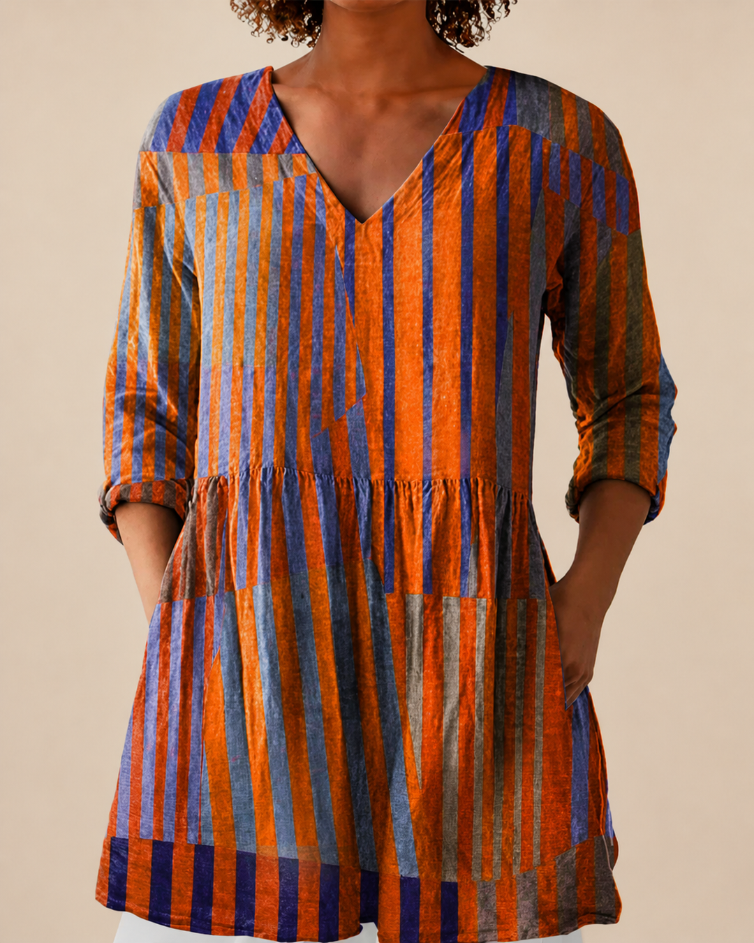 Long Blouse with Bold Pattern Lorre