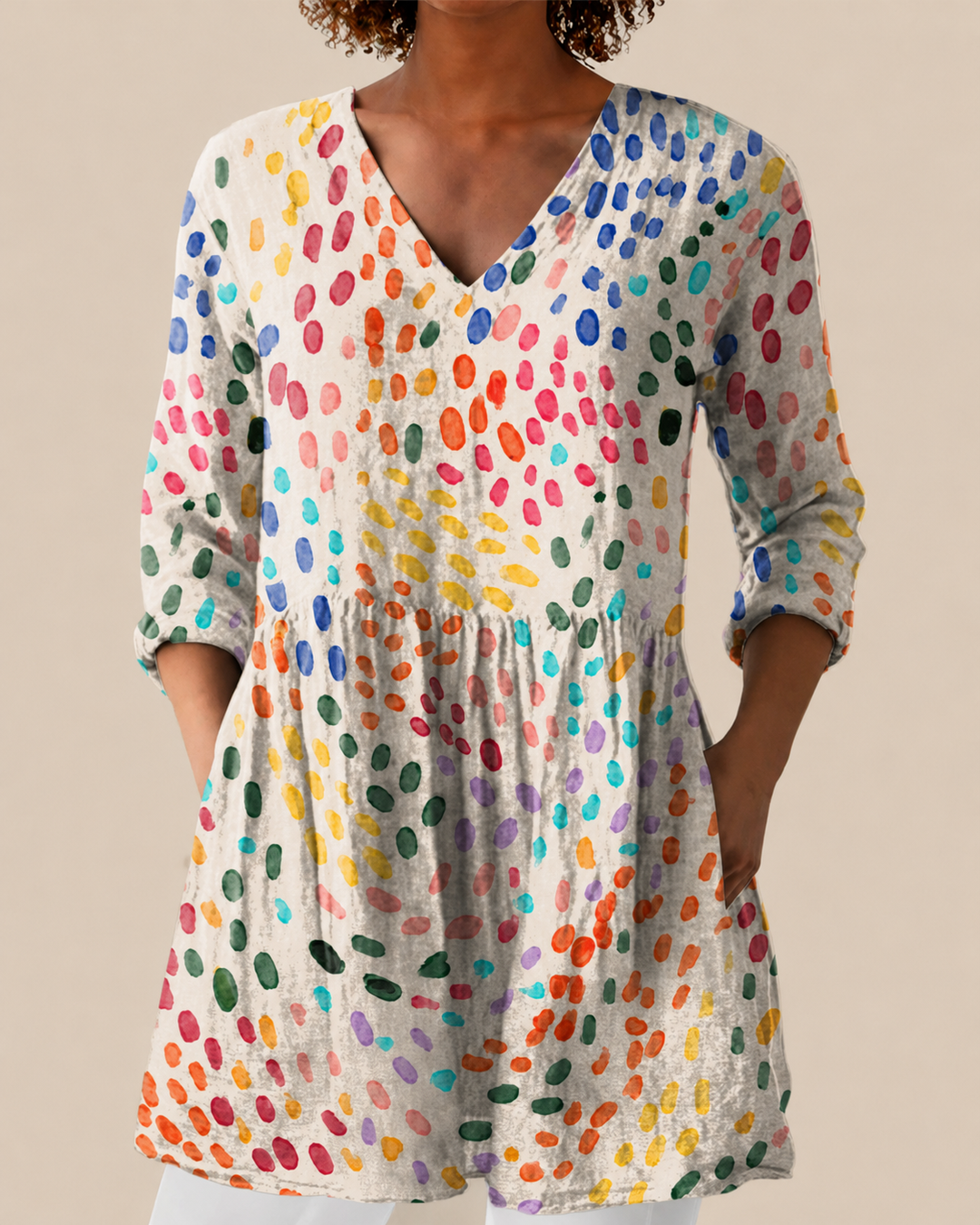 Long Blouse with Bold Pattern Heya