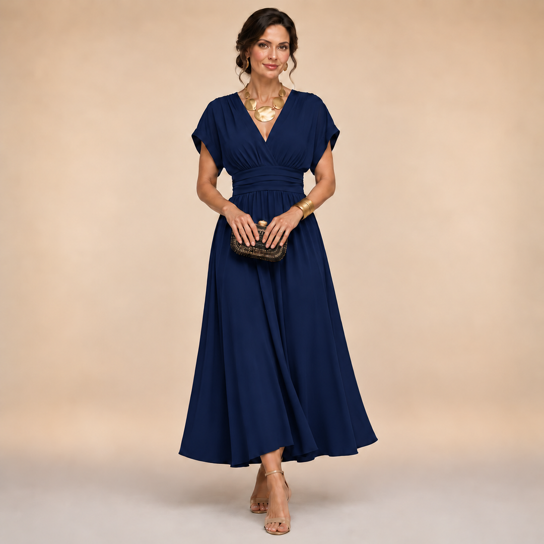 Elegant V-Neck Midi Dress