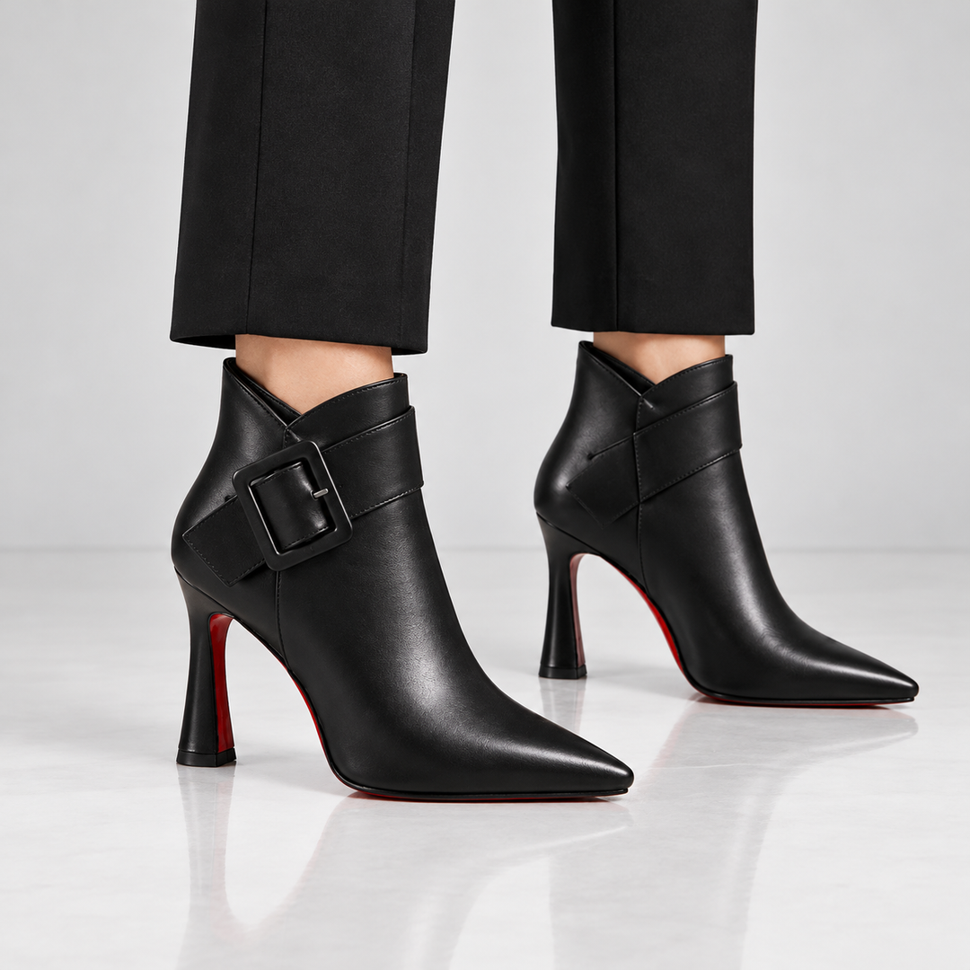 Leather Buckle Ankle Boots