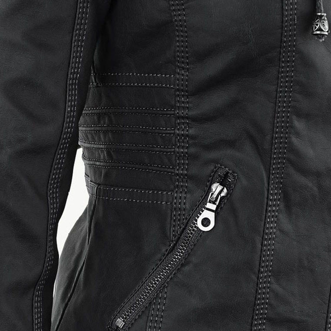 Modern Leather Jacket with Hood