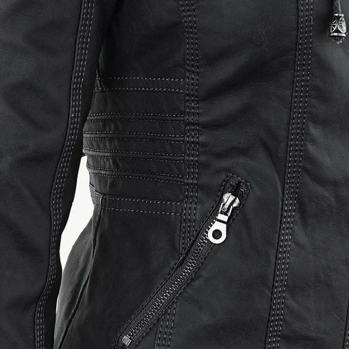 Modern Leather Jacket with Hood