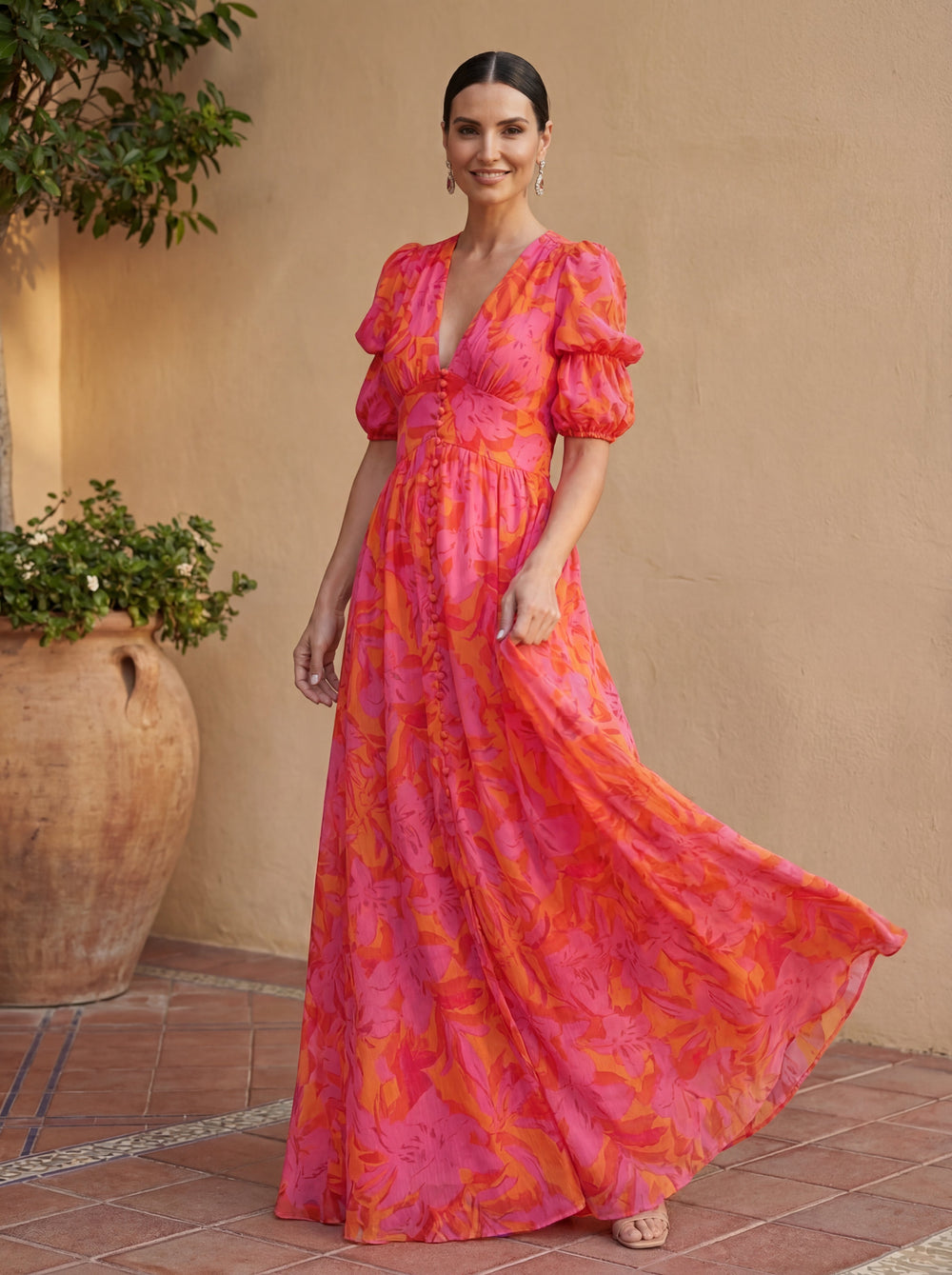 Flowing V-Neck Maxi Dress