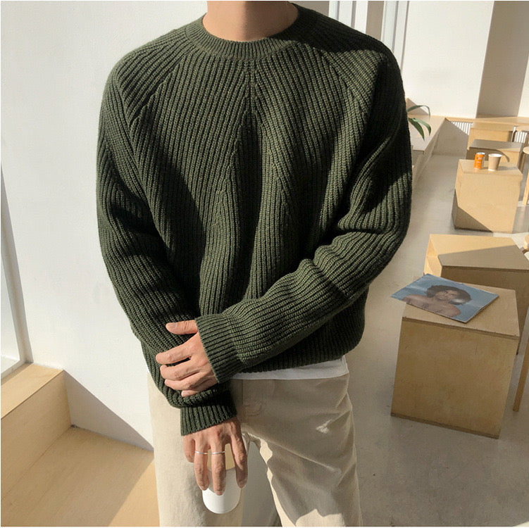 Cotton Knit Raglan Sleeve Sweater