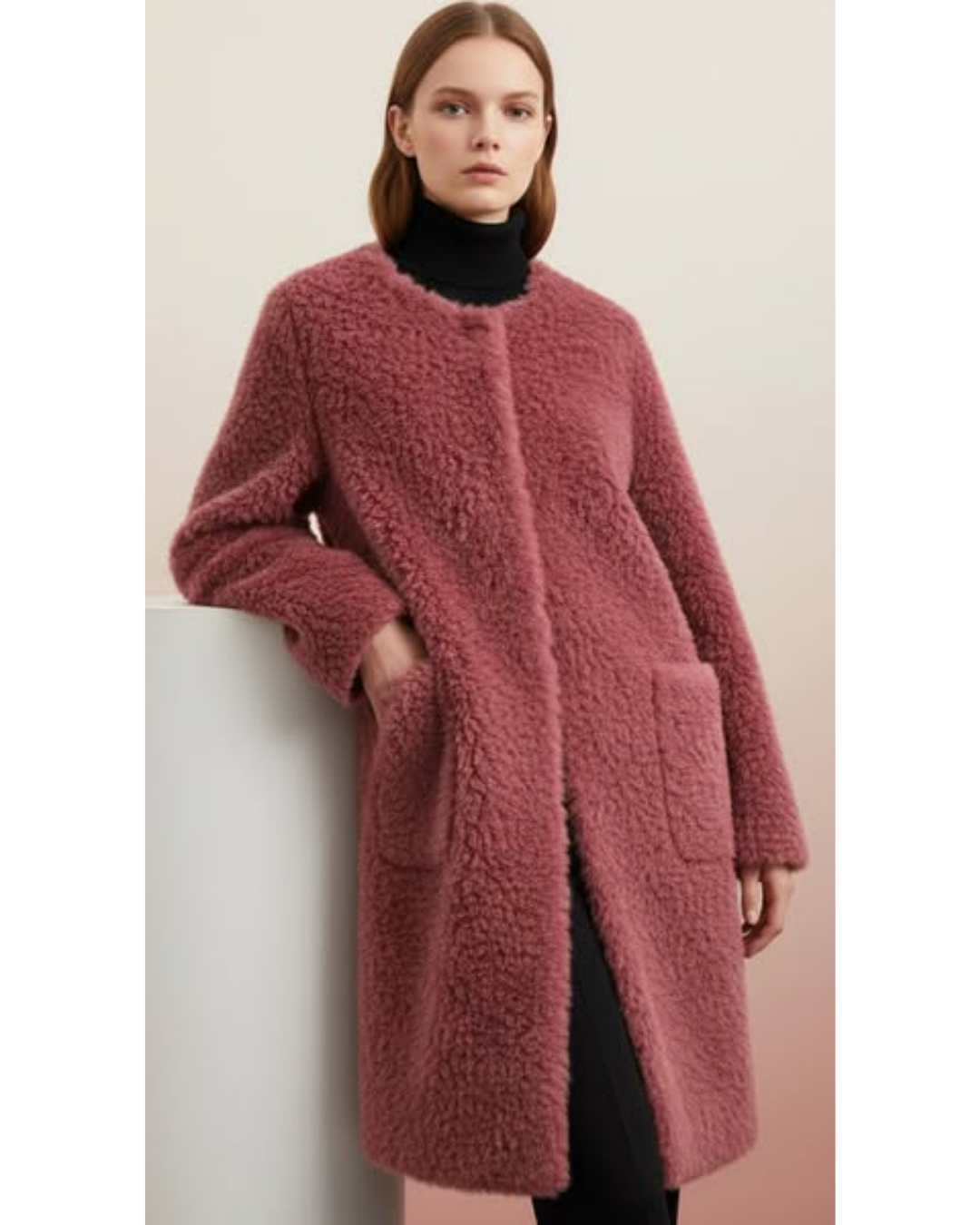 Shearling Teddy Coat of Genuine Lambskin
