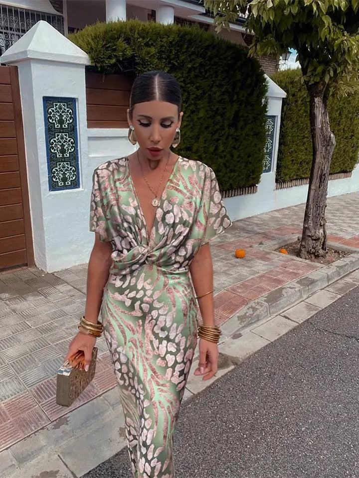 Copper Midi Dress with Twist Knot