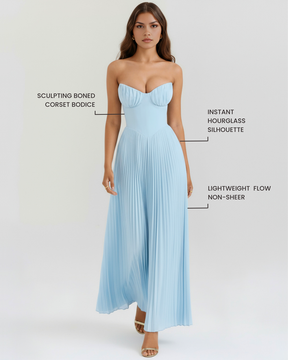 Ocean Blue Pleated Maxi Dress