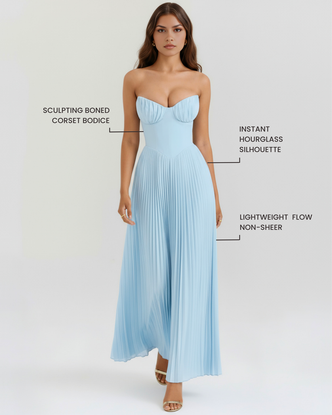 Ocean Blue Pleated Maxi Dress