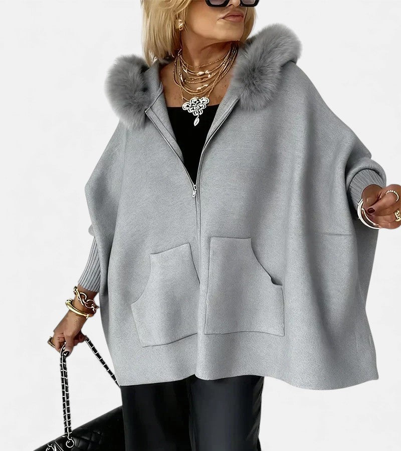 Casual Hooded Coat with Fur Collar