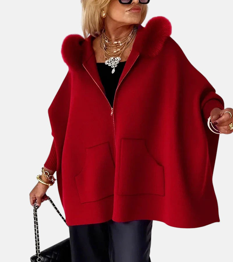 Casual Hooded Coat with Fur Collar