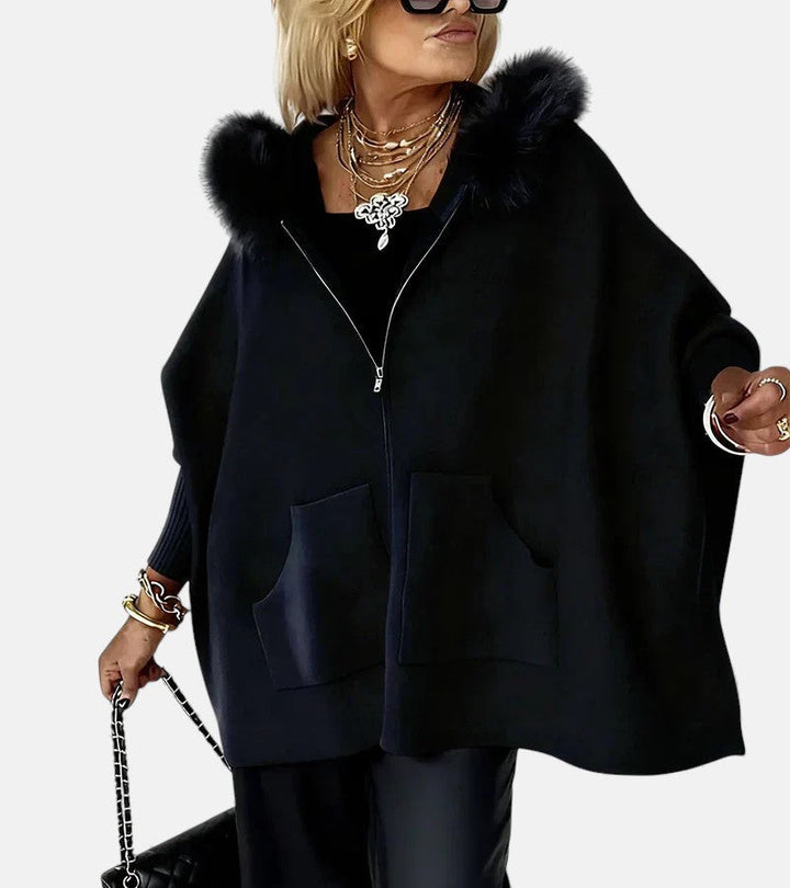 Casual Hooded Coat with Fur Collar