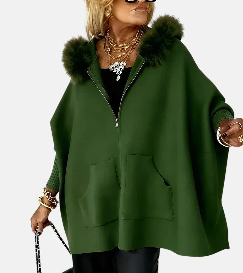 Casual Hooded Coat with Fur Collar