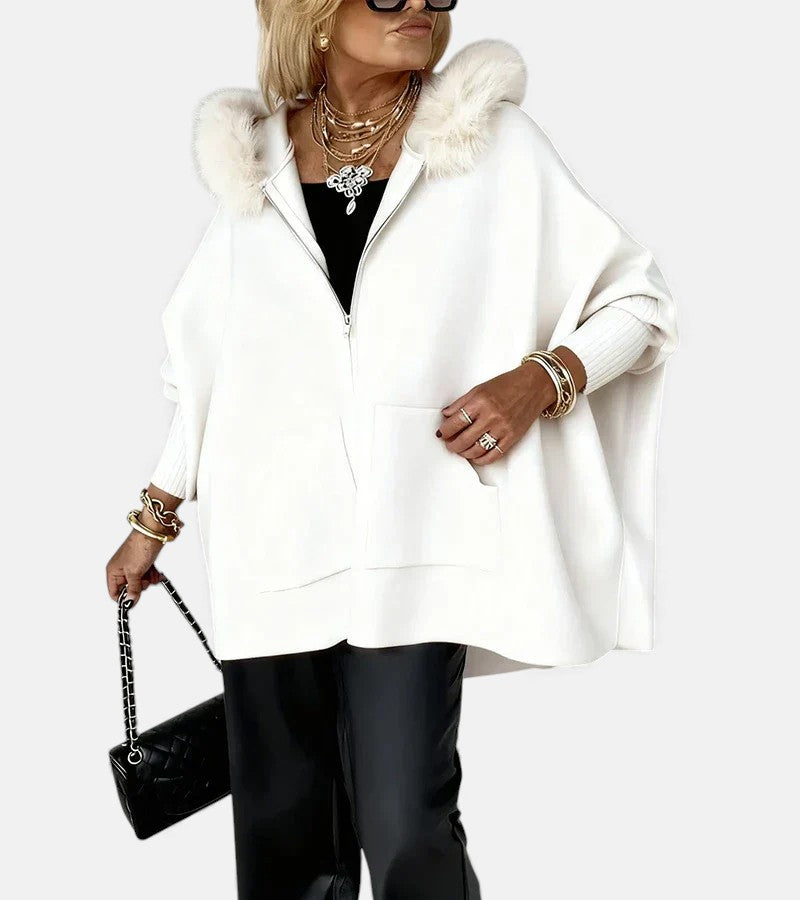 Casual Hooded Coat with Fur Collar