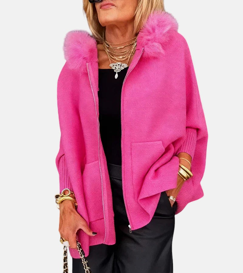 Casual Hooded Coat with Fur Collar