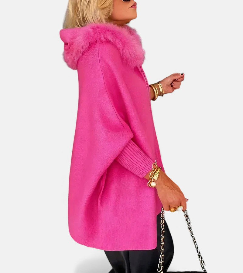 Casual Hooded Coat with Fur Collar