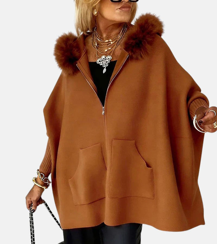 Casual Hooded Coat with Fur Collar