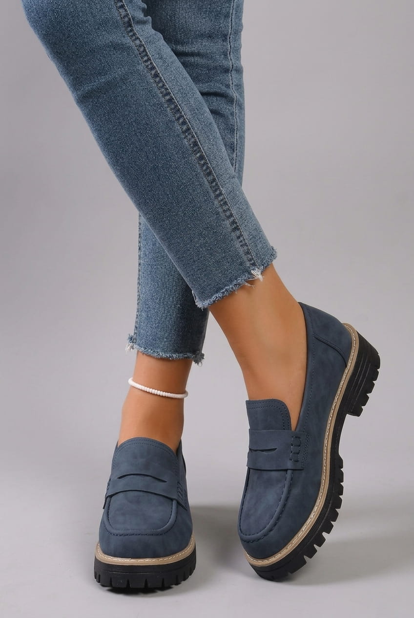 Suede Platform College Loafers