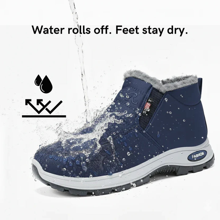 Quilted Waterproof Slip-On Ankle Boots Blue