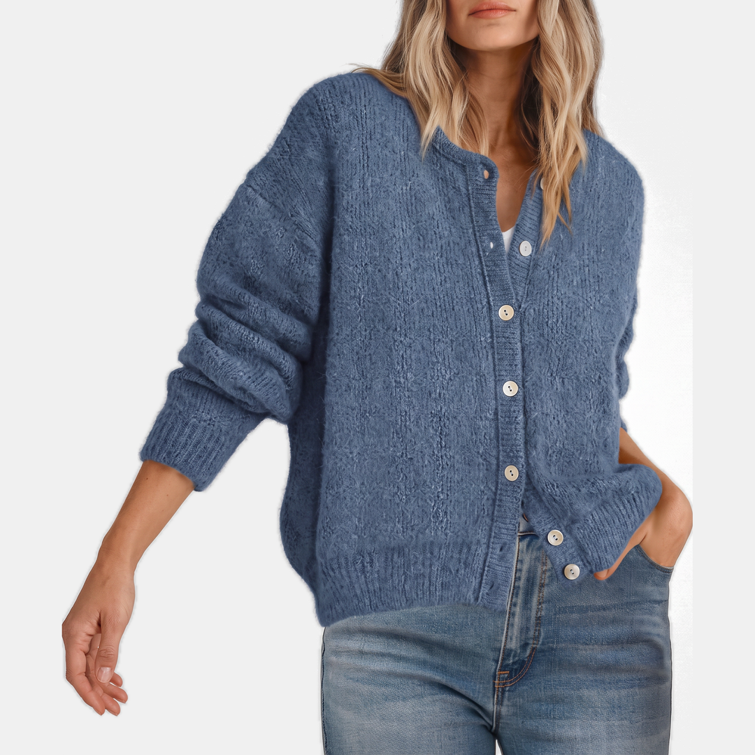 Relaxed Textured Button Cardigan
