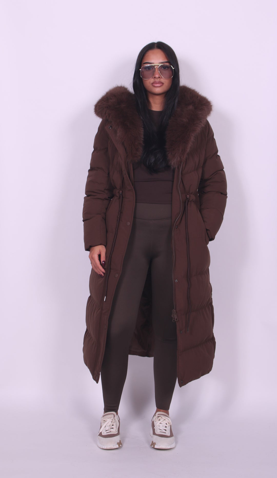 Fur Hooded Longline Winter Coat