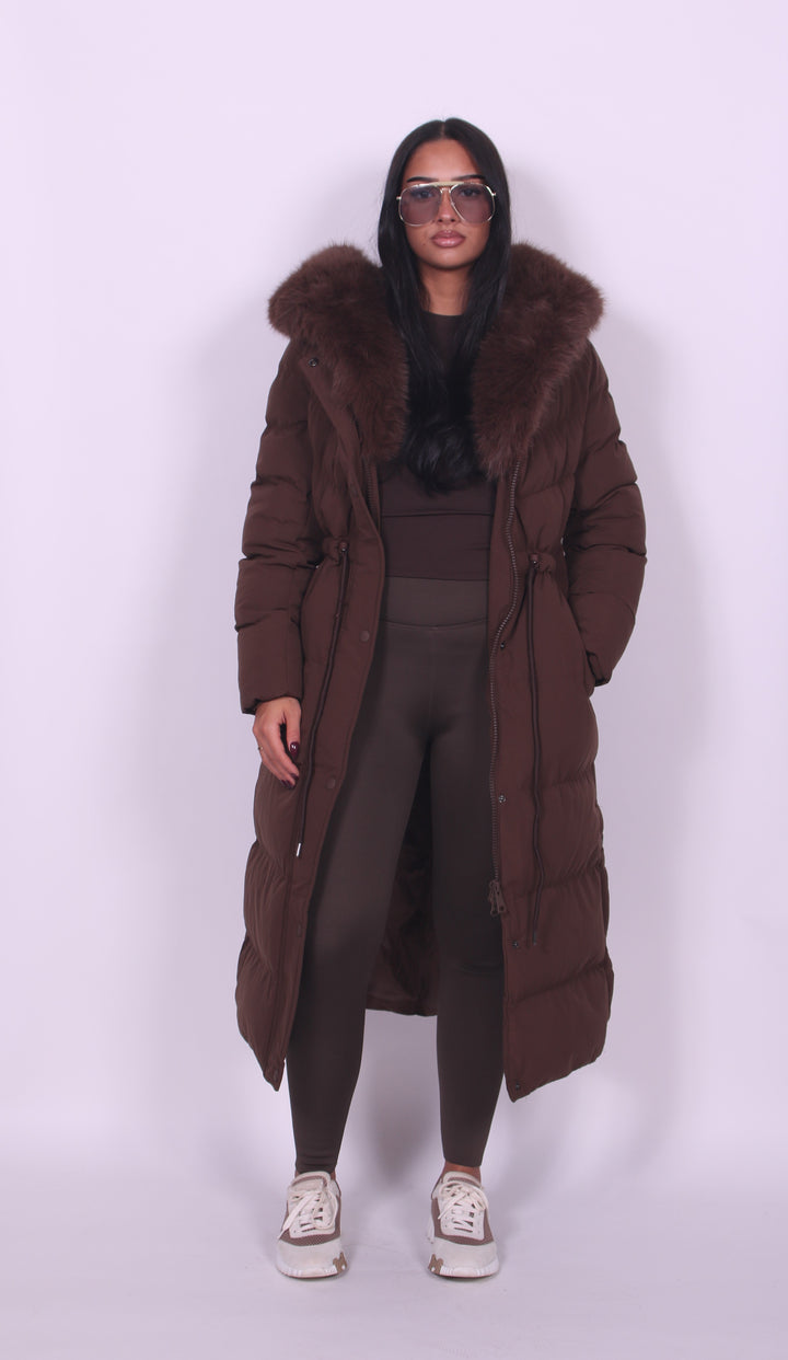 Fur Hooded Longline Winter Coat