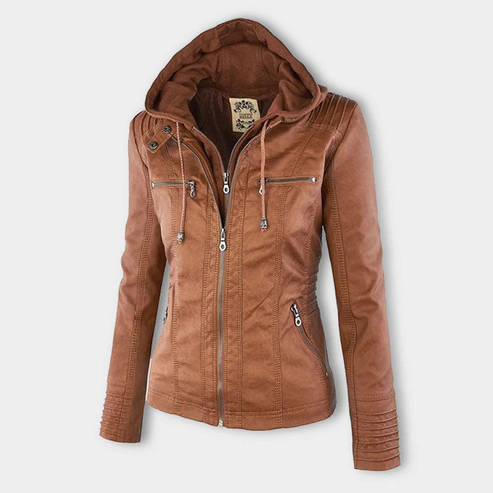 Modern Leather Jacket with Hood