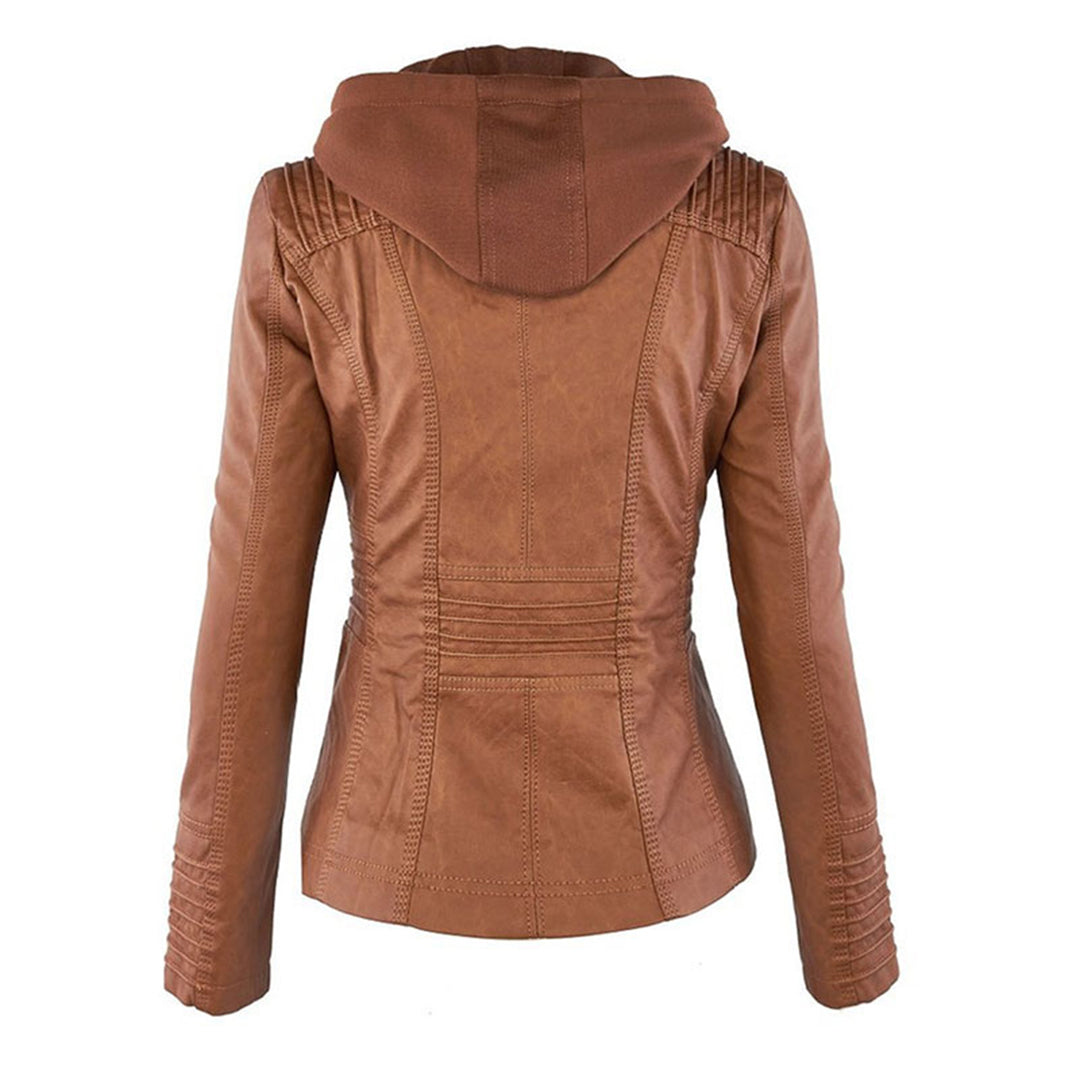 Modern Leather Jacket with Hood