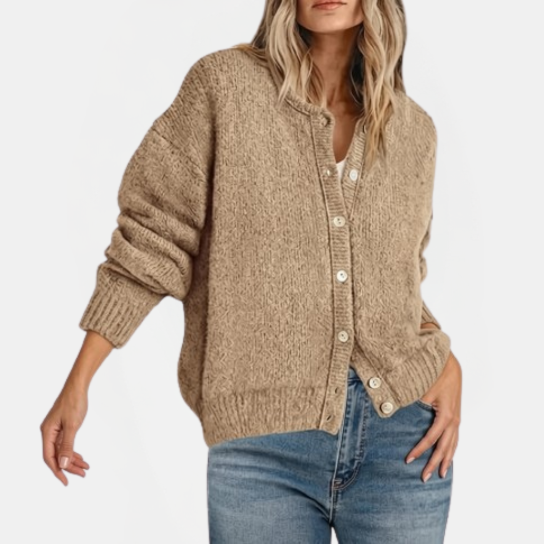 Relaxed Textured Button Cardigan
