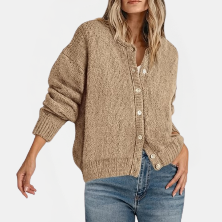 Relaxed Textured Button Cardigan