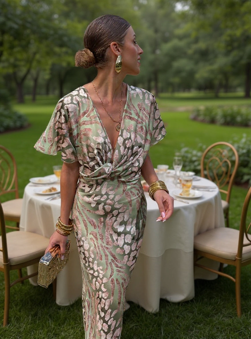 Copper Midi Dress with Twist Knot