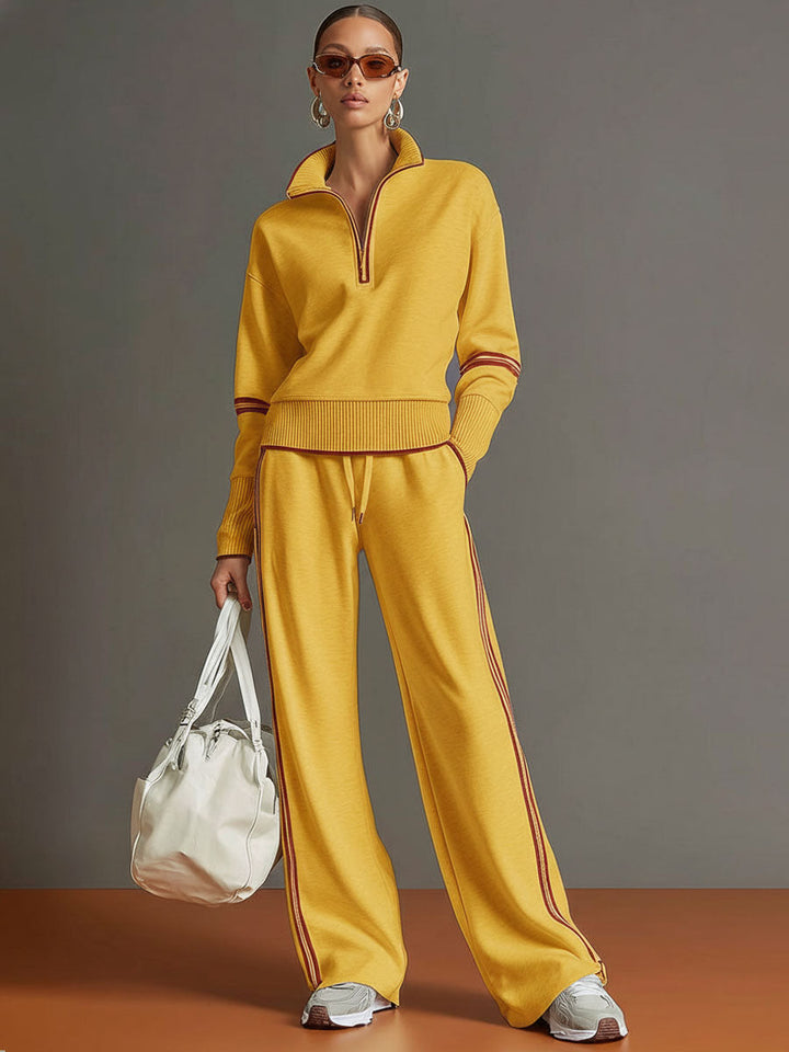 Knit Lounge Set With Wide-Leg Pants