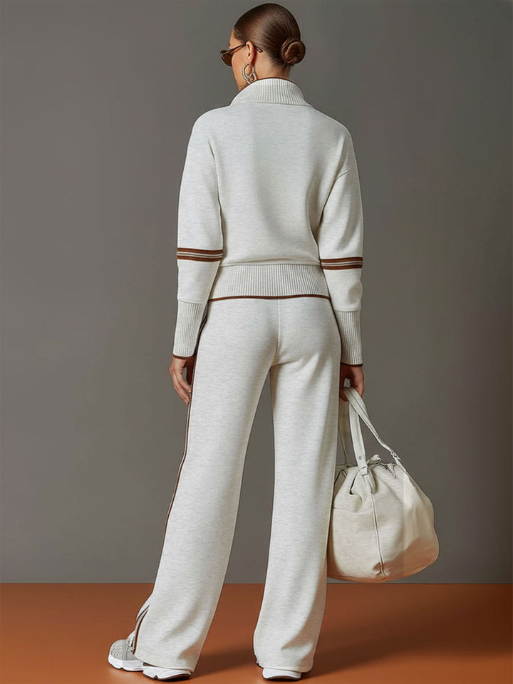 Knit Lounge Set With Wide-Leg Pants