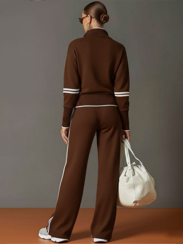 Knit Lounge Set With Wide-Leg Pants