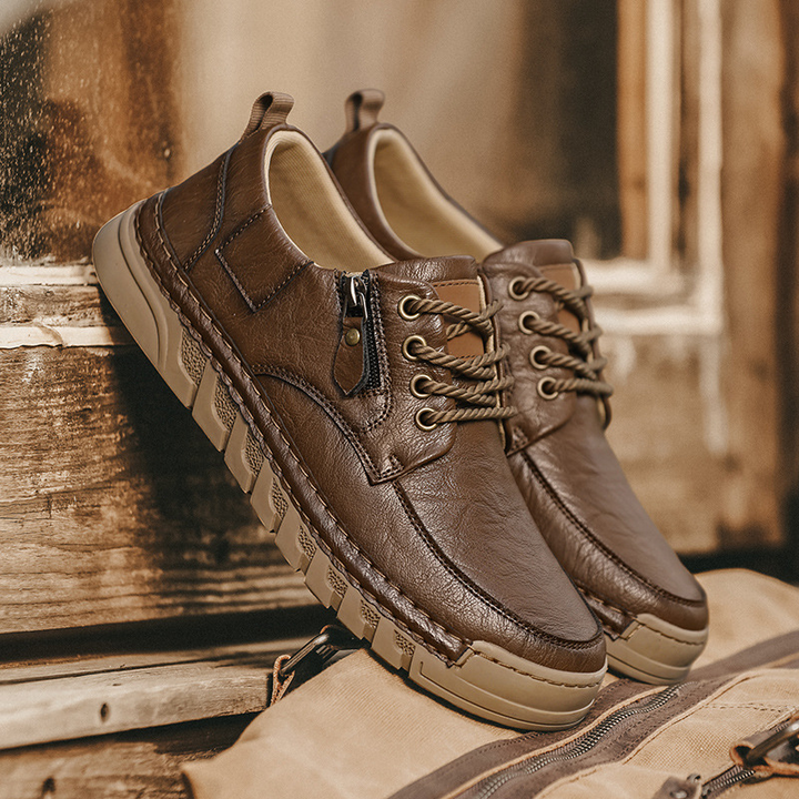 Leather Shoes with Side Zip