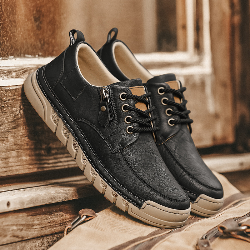 Leather Shoes with Side Zip