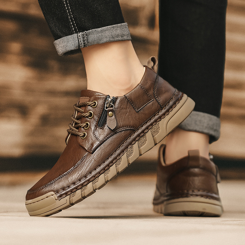 Leather Shoes with Side Zip