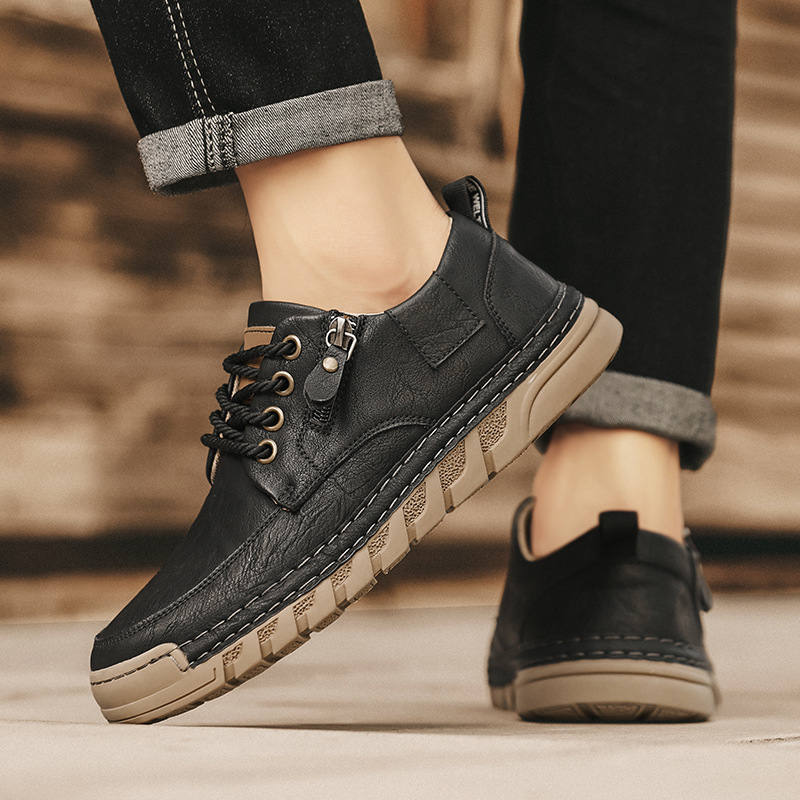 Leather Shoes with Side Zip