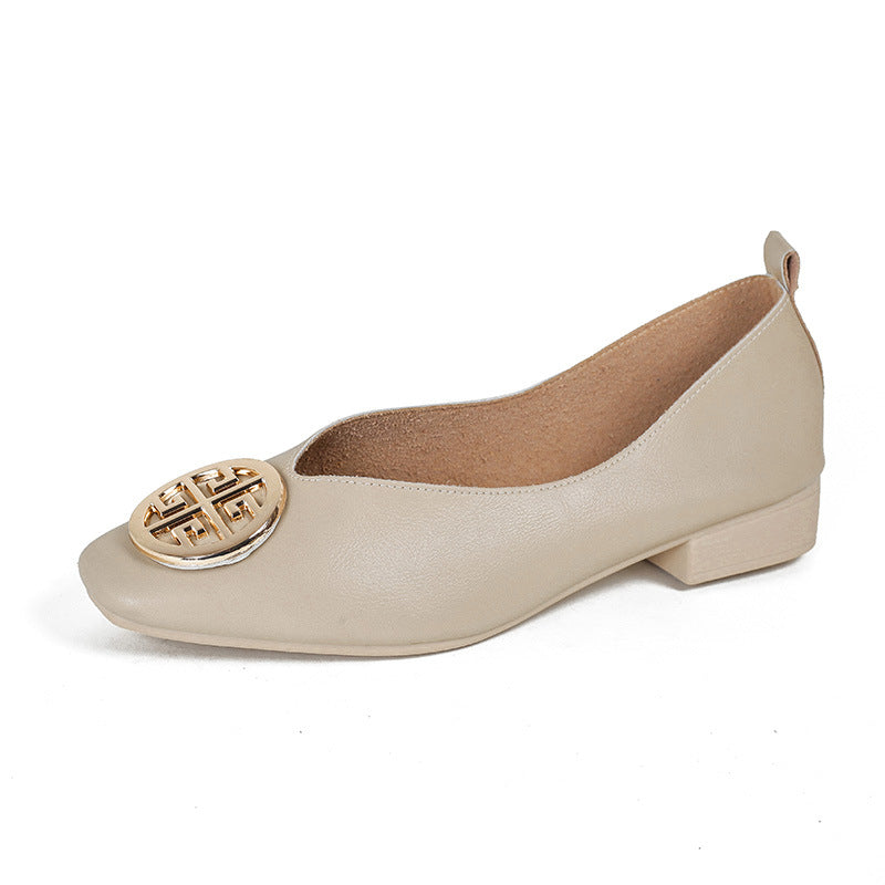 Leather Square-Toe Flats